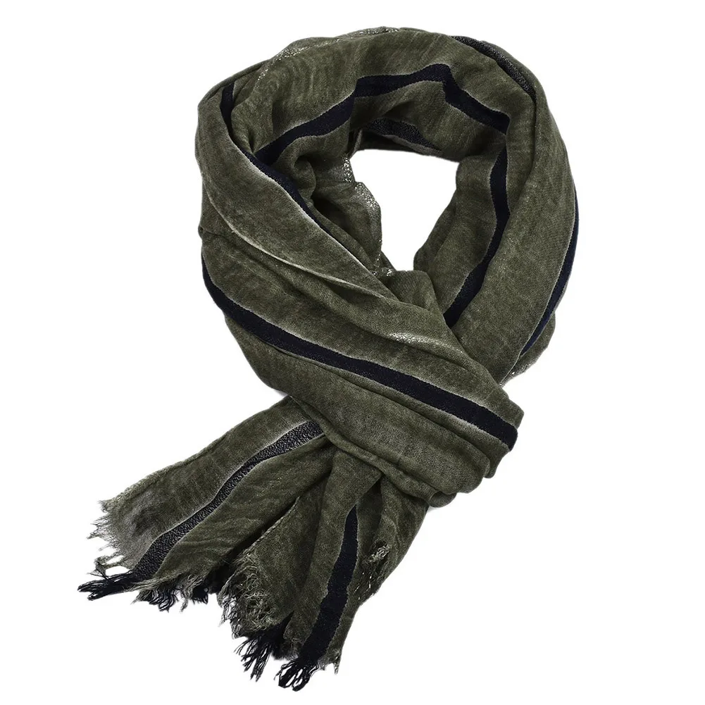 foulard homme style coton lin rayé