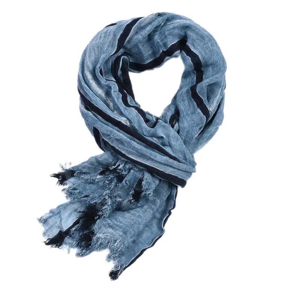 foulard homme rayé coton lin