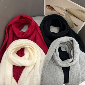 Écharpe chaude maille unisexe, douceur et chaleur, 160x24 cm, coloris uni, accessoire hiver minimaliste femme homme
