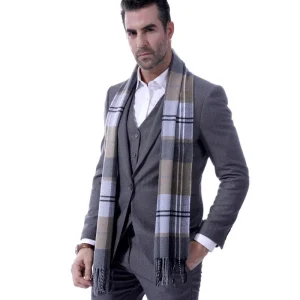 Echarpe homme carreaux effet cachemire, chaude et douce