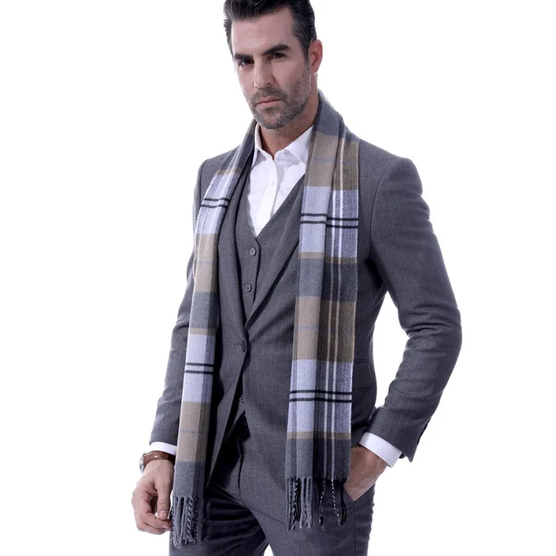Echarpe homme carreaux effet cachemire, chaude et douce