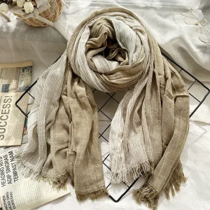 Echarpe rayée pour homme Automne Hiver Coton