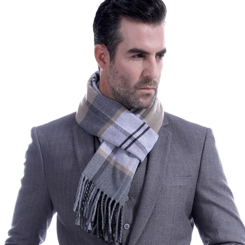 Echarpe homme carreaux effet cachemire, chaude et douce – Image 2